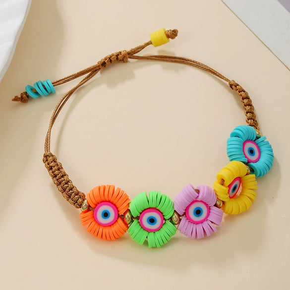 Soft Clay Geometric Devil's Eye Handmade Bracelet For Women