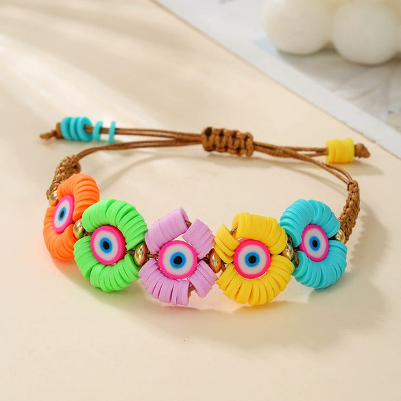 Soft Clay Geometric Devil's Eye Handmade Bracelet For Women