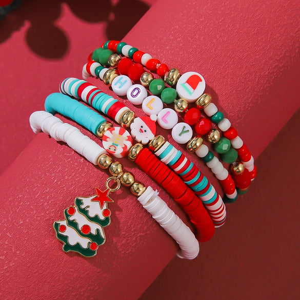 Soft Pottery Beaded Bracelet Polymer Clay Christmas Minimalist Style Women's Jewelry