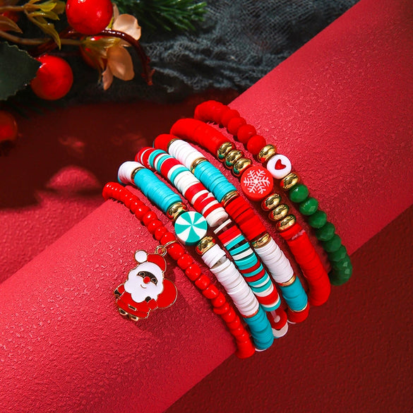 Soft Pottery Beaded Bracelet Polymer Clay Christmas Minimalist Style Women's Jewelry