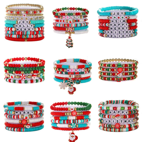 Soft Pottery Beaded Bracelet Polymer Clay Christmas Minimalist Style Women's Jewelry
