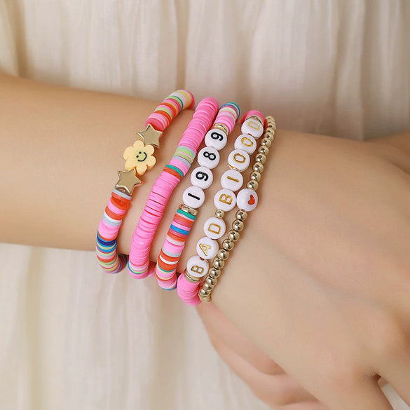 Soft Pottery Bracelet Polymer Ccb Geometric Handmade Unisex