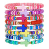 Soft Pottery Bracelet Polymer Clay Flakes Copper Beads Acrylic Handmade Rainbow Color Unisex