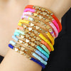 Soft Pottery Bracelet Polymer Clay Flakes Copper Beads Acrylic Handmade Rainbow Color Unisex