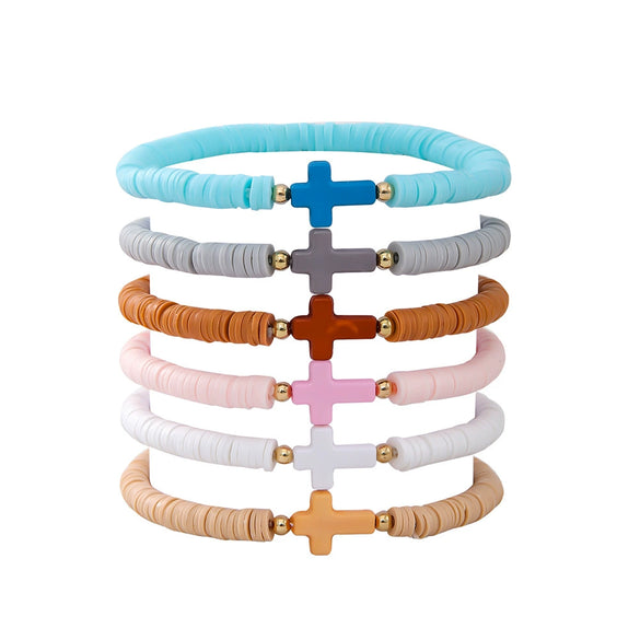 Soft Pottery Handmade Cross Pattern Women's Bracelets