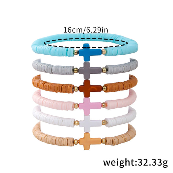 Soft Pottery Handmade Cross Pattern Women's Bracelets