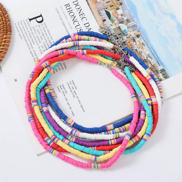 Soft Pottery Round Necklace For Women Handwoven Geometric Style