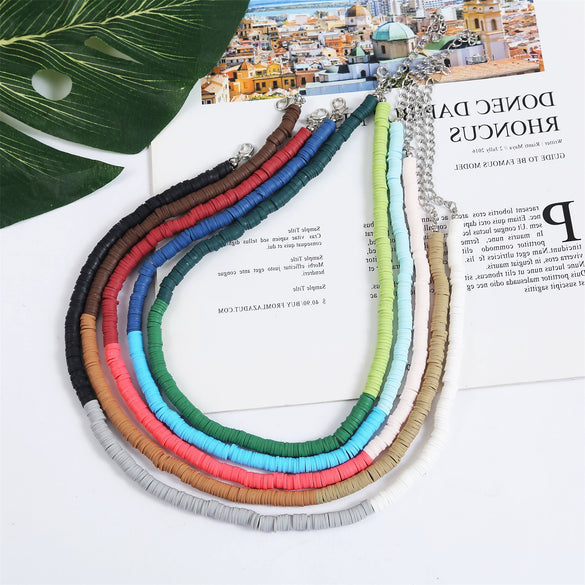 Soft Pottery Round Necklace For Women Handwoven Geometric Style