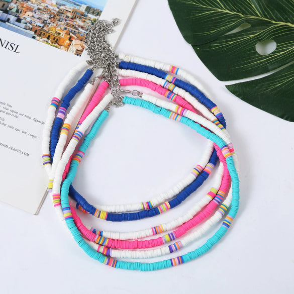 Soft Pottery Round Necklace For Women Handwoven Geometric Style