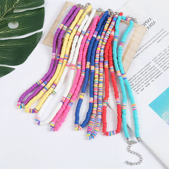 Soft Pottery Round Necklace For Women Handwoven Geometric Style