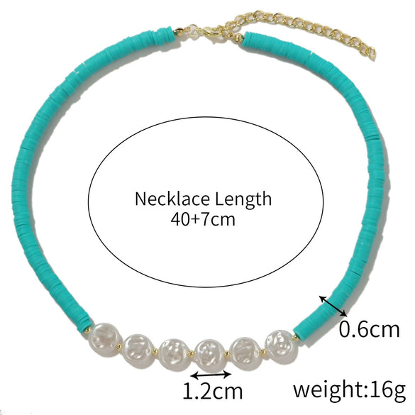 Soft Pottery Turquoise Geometric Women's Necklace