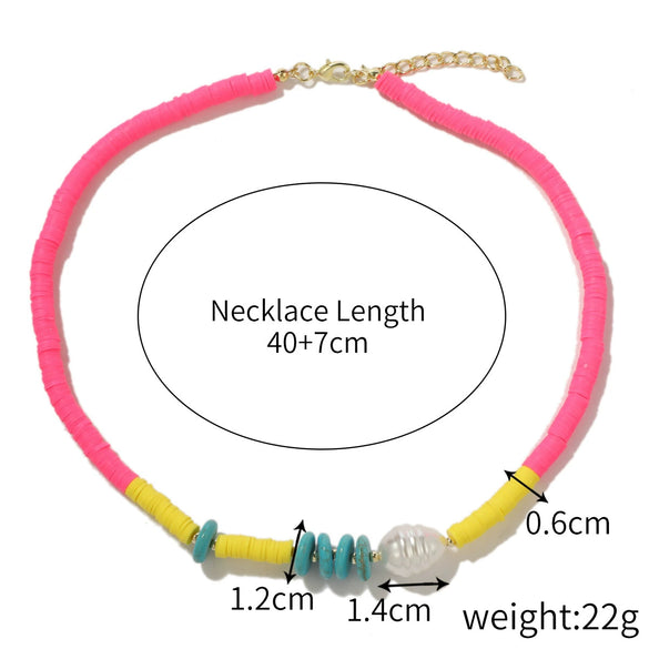 Soft Pottery Turquoise Geometric Women's Necklace