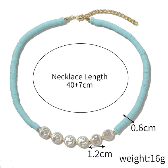 Soft Pottery Turquoise Geometric Women's Necklace