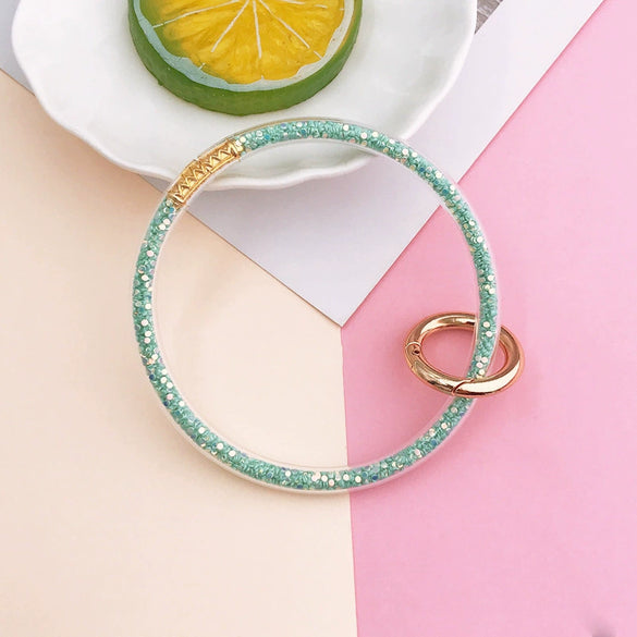 Soft Rubber Colored Diamond Bracelet Keychain