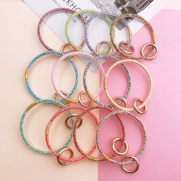 Soft Rubber Colored Diamond Bracelet Keychain
