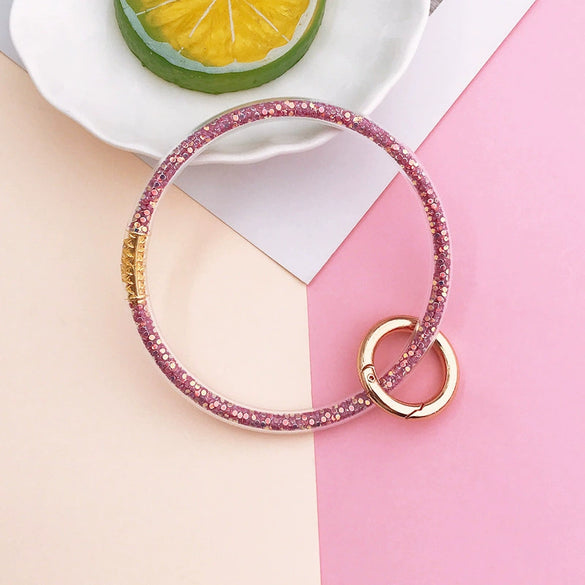 Soft Rubber Colored Diamond Bracelet Keychain