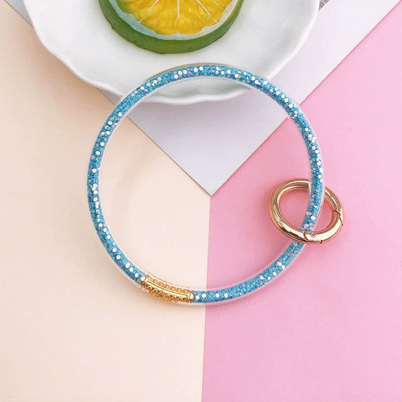Soft Rubber Colored Diamond Bracelet Keychain