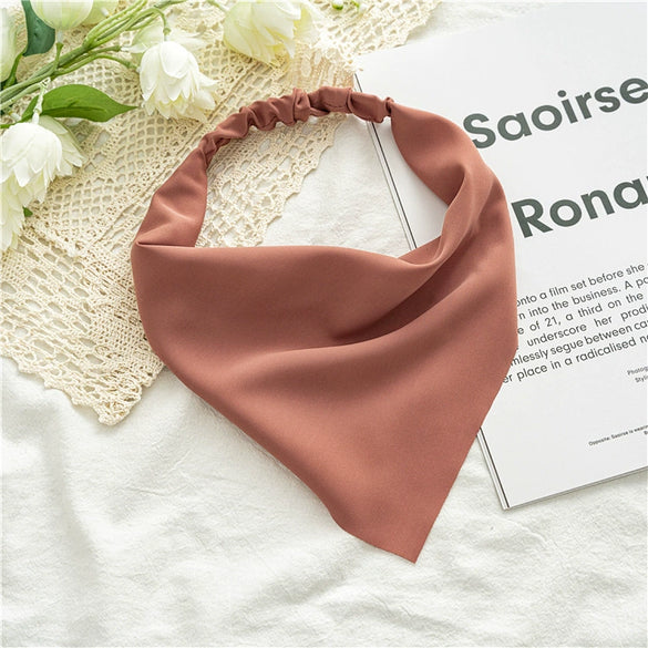 Solid Color Chiffon Triangle Scarf Hair Band Women's Simple Geometric Headwear