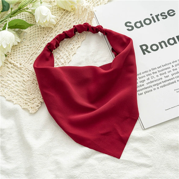 Solid Color Chiffon Triangle Scarf Hair Band Women's Simple Geometric Headwear
