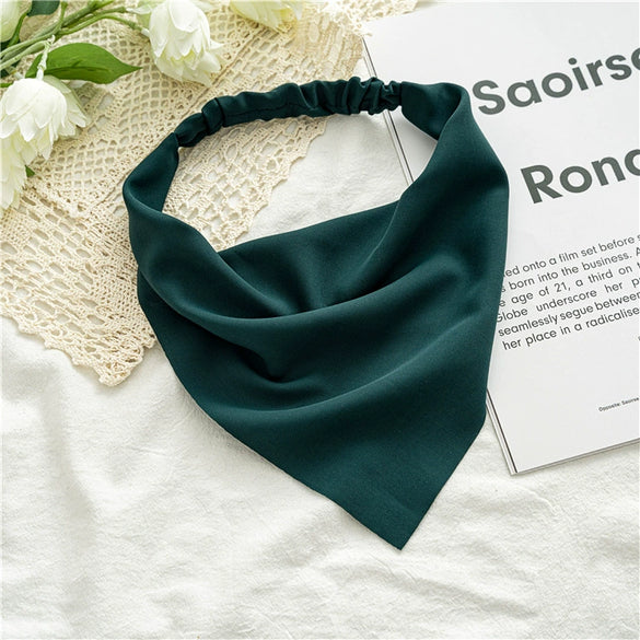 Solid Color Chiffon Triangle Scarf Hair Band Women's Simple Geometric Headwear