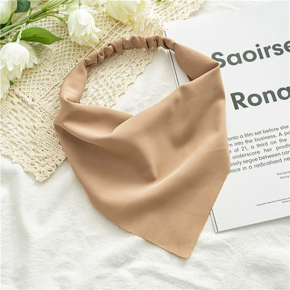 Solid Color Chiffon Triangle Scarf Hair Band Women's Simple Geometric Headwear