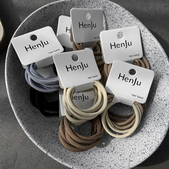 Solid Color Fabric Elastic Durable Hair Tie Sixpiece Set Simple Versatile Ponytail Headband Fresh Elegant Hair Accessories For Women Rubber Band Weaving