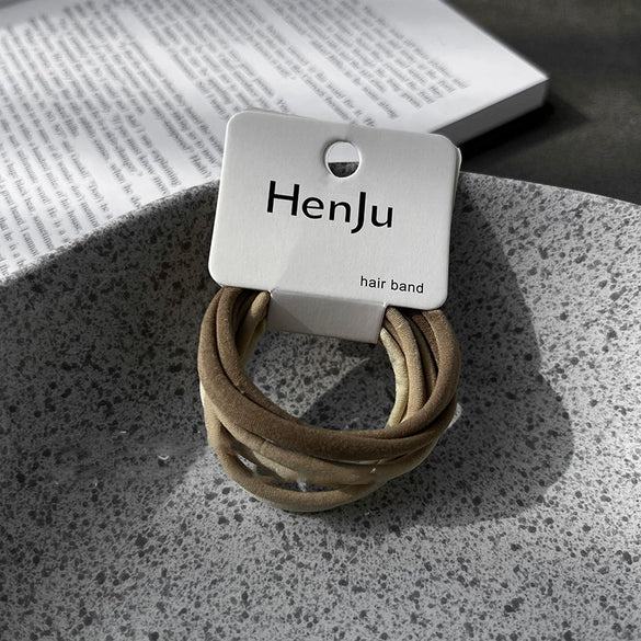 Solid Color Fabric Elastic Durable Hair Tie Sixpiece Set Simple Versatile Ponytail Headband Fresh Elegant Hair Accessories For Women Rubber Band Weaving