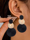 Solid Color Geometric Leaf Hoop Earrings With Smooth Metal Disc Design Exaggerated Versatile Unisex Statement Jewelry