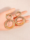 Solid Color Geometric Leaf Hoop Earrings With Smooth Metal Disc Design Exaggerated Versatile Unisex Statement Jewelry