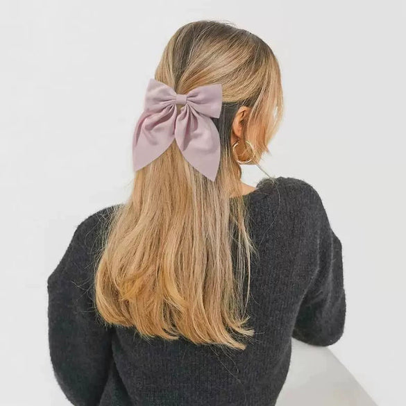 Solid Color Large Bow Hairpin Fabric Manual Duckbill Clip For Japanese Girl Lolita College Jk Style Hair Accessories