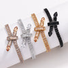 Solid Color Zircon Knotted Tennis Chain Bracelet For Women Copper Material Hip Hop Fashion