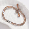 Solid Color Zircon Knotted Tennis Chain Bracelet For Women Copper Material Hip Hop Fashion