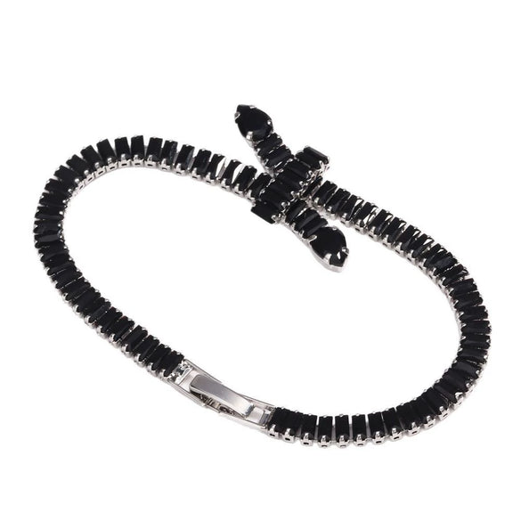 Solid Color Zircon Knotted Tennis Chain Bracelet For Women Copper Material Hip Hop Fashion