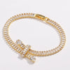 Solid Color Zircon Knotted Tennis Chain Bracelet For Women Copper Material Hip Hop Fashion