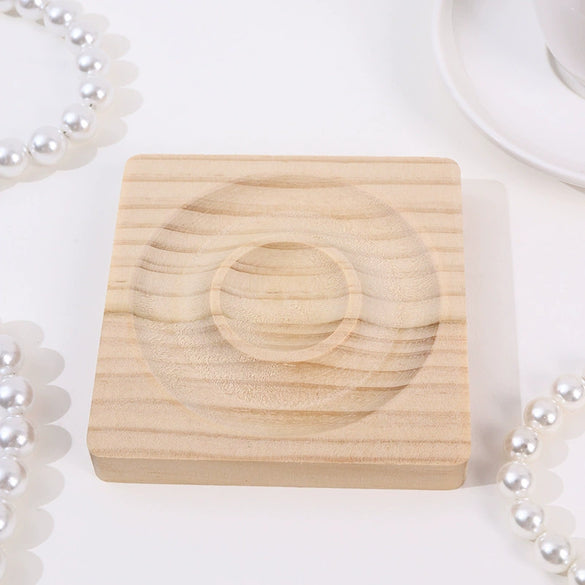 Solid Wood Jewelry Display Tray For Bracelet Buddha Beads Round Splicing Design