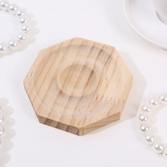 Solid Wood Jewelry Display Tray For Bracelet Buddha Beads Round Splicing Design
