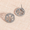 Sparkling Geometric Hollow Round Stud Earrings With Steel Ear Posts Zinc Alloy Design Versatile Unisex Jewelry For Holiday Party Gifts