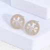 Sparkling Geometric Hollow Round Stud Earrings With Steel Ear Posts Zinc Alloy Design Versatile Unisex Jewelry For Holiday Party Gifts