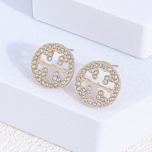 Sparkling Geometric Hollow Round Stud Earrings With Steel Ear Posts Zinc Alloy Design Versatile Unisex Jewelry For Holiday Party Gifts