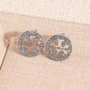 Sparkling Geometric Hollow Round Stud Earrings With Steel Ear Posts Zinc Alloy Design Versatile Unisex Jewelry For Holiday Party Gifts