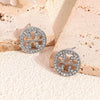 Sparkling Geometric Hollow Round Stud Earrings With Steel Ear Posts Zinc Alloy Design Versatile Unisex Jewelry For Holiday Party Gifts