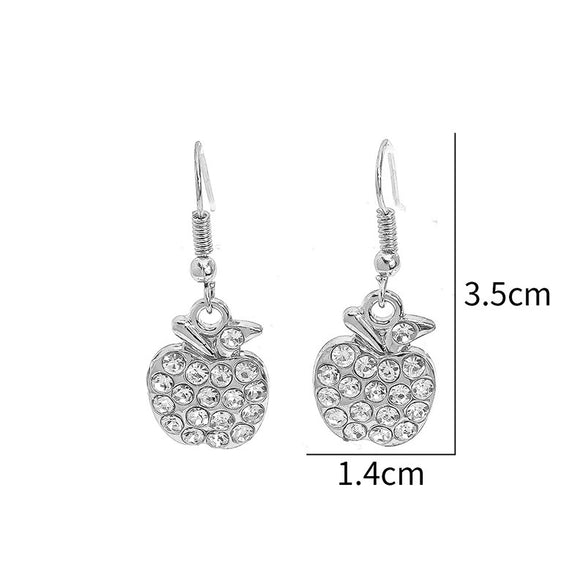 Sparkling Rhinestone Apple Earrings In Zinc Alloy Versatile Fruit Stud And Hoop Style Jewelry For Women