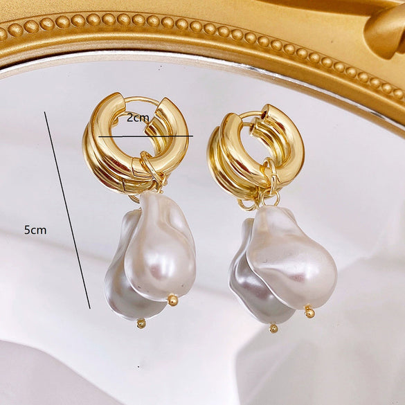 Specialshaped Artificial Pearl Earrings Natural Style