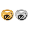 Spiral Pattern Oil Drop Titanium Steel 18K Gold Plated Finger Ring For Women With Electroplating Process Retro Ins Style Niche Design