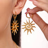 Spiral Sun Pendant Necklace And Fashion Earrings In Light Luxury Style Titanium Steel With 18K Gold Electroplated Jewelry