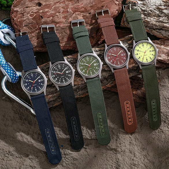Sport Men's Alloy Case Canvas Strap Round Dial Quartz Watch