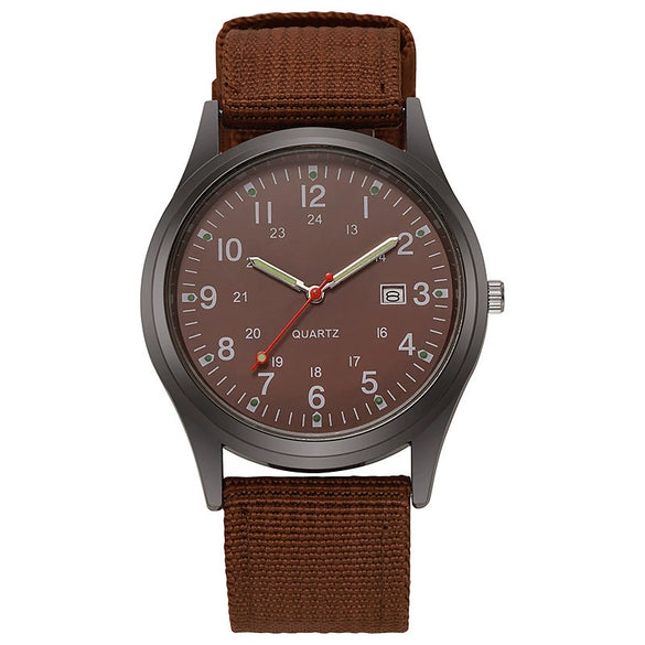 Sport Men's Alloy Case Canvas Strap Round Dial Quartz Watch