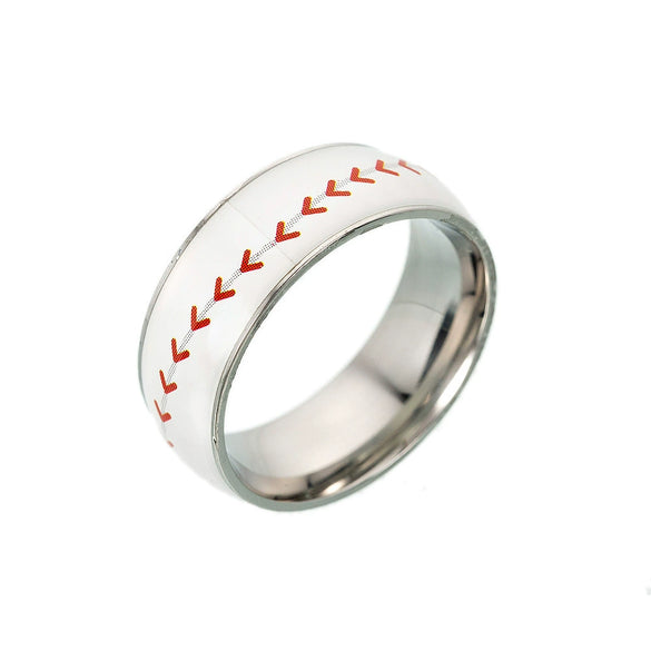 Sporting Goods Jewelry Titanium Steel Geometric Dripping Glue Unisex Ring Football Basketball Baseball