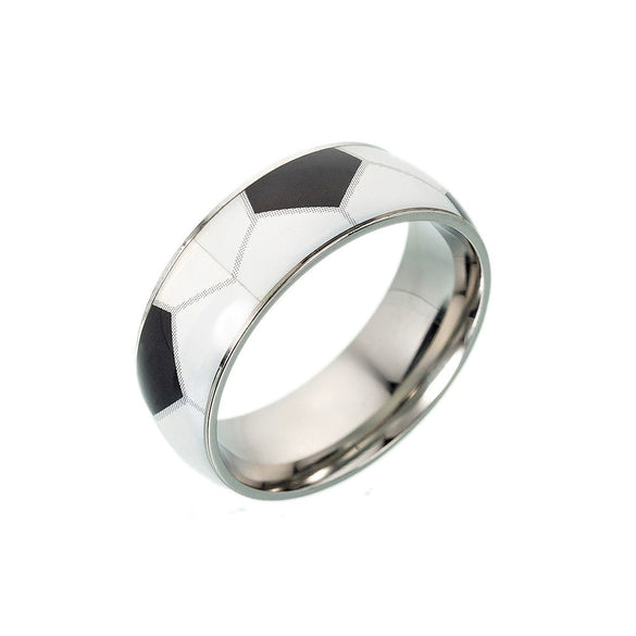 Sporting Goods Jewelry Titanium Steel Geometric Dripping Glue Unisex Ring Football Basketball Baseball