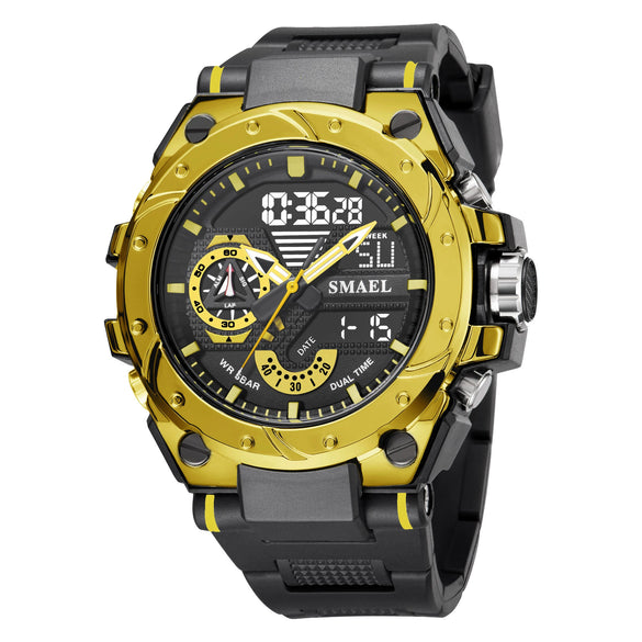 Sports Alloy Watch For Men With Plastic Mirror Round Dial And Pu Strap